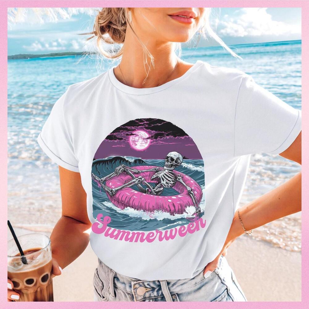 Summerween Skeleton Shirt Funny Summer Tee Bachelorette Summer